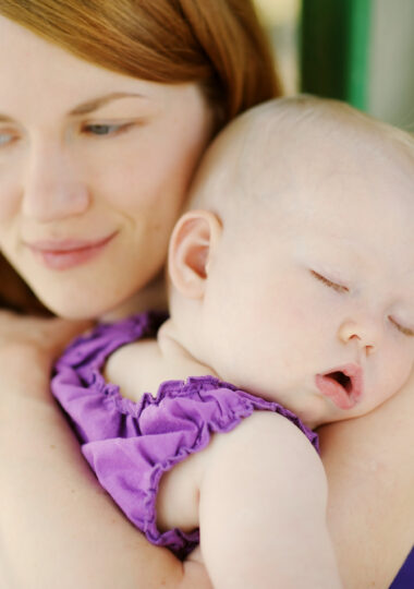 mum bub sleep in arms